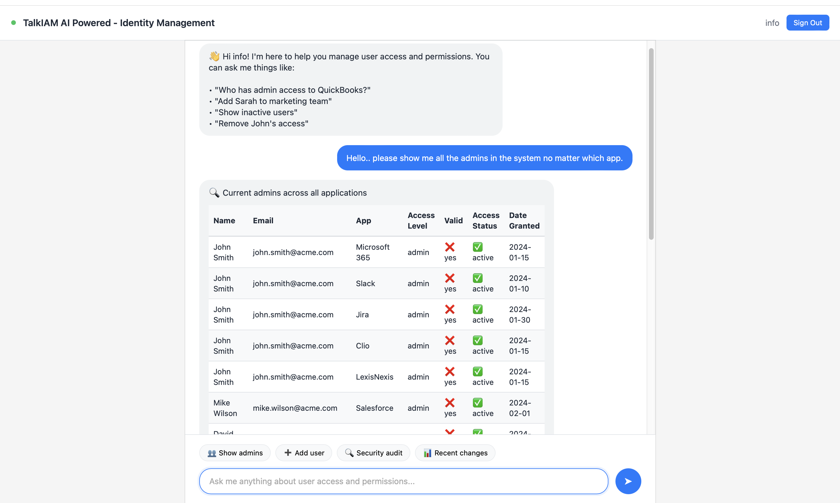 TalkIAM Demo Screenshot